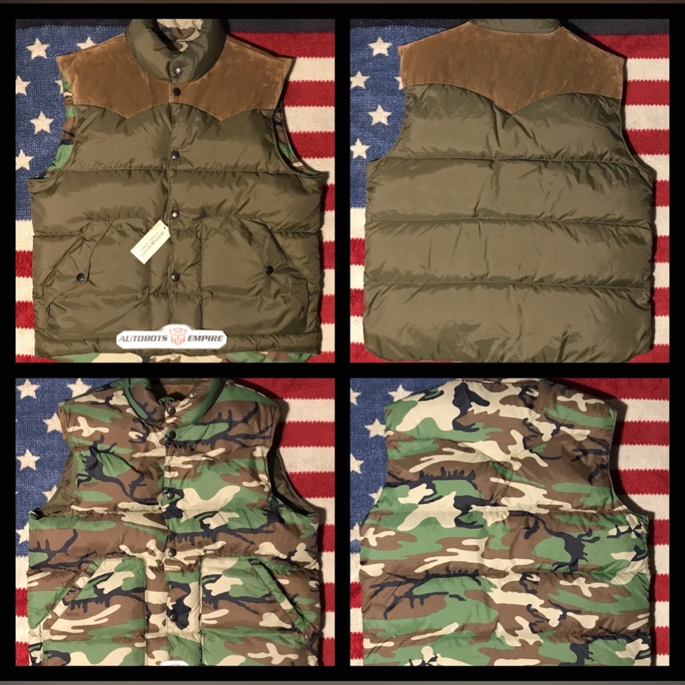 Vintage Ralph Lauren Polo DENIM & And SUPPLY CAMO DOWN REVERSIBLE VEST XL Rlpc 1